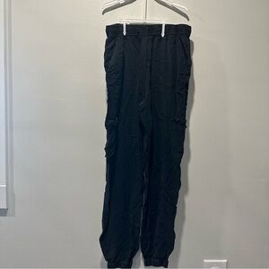 Women’s mustard seed black cargo cropped ankle joggers elastic waistband small